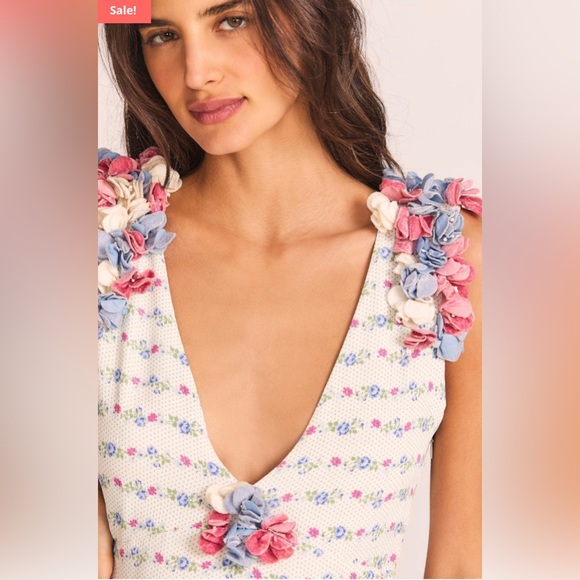 NWT Loveshackfancy Womens Dresses | Shayna Mini Dress Lilac Crema Sz 4 - Picture 2 of 4